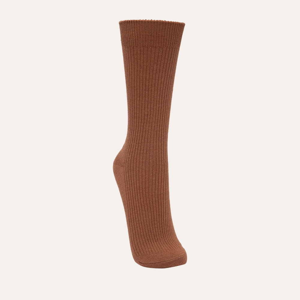 Meia canelada cano longo - kaki Meia canelada cano longo - kaki
