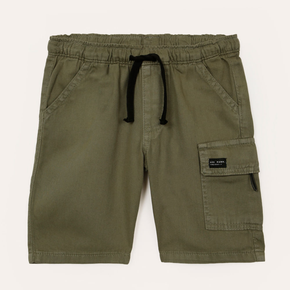 Bermuda cargo de sarja infantil - verde Bermuda cargo de sarja infantil - verde