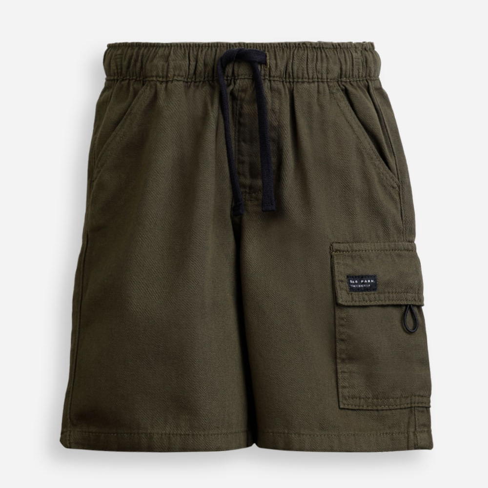 Bermuda cargo de sarja infantil - verde médio