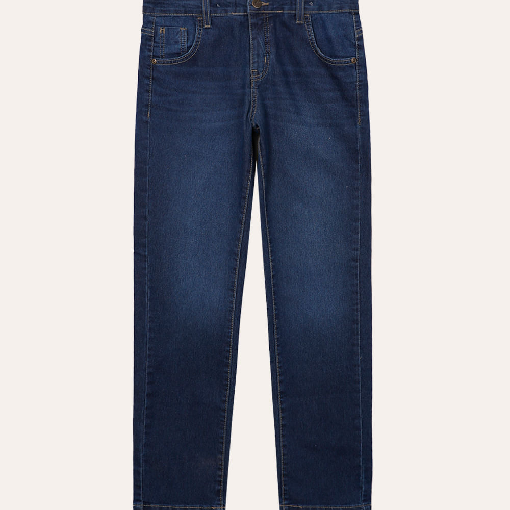 Calça jeans infantil com bolsos - jeans escuro