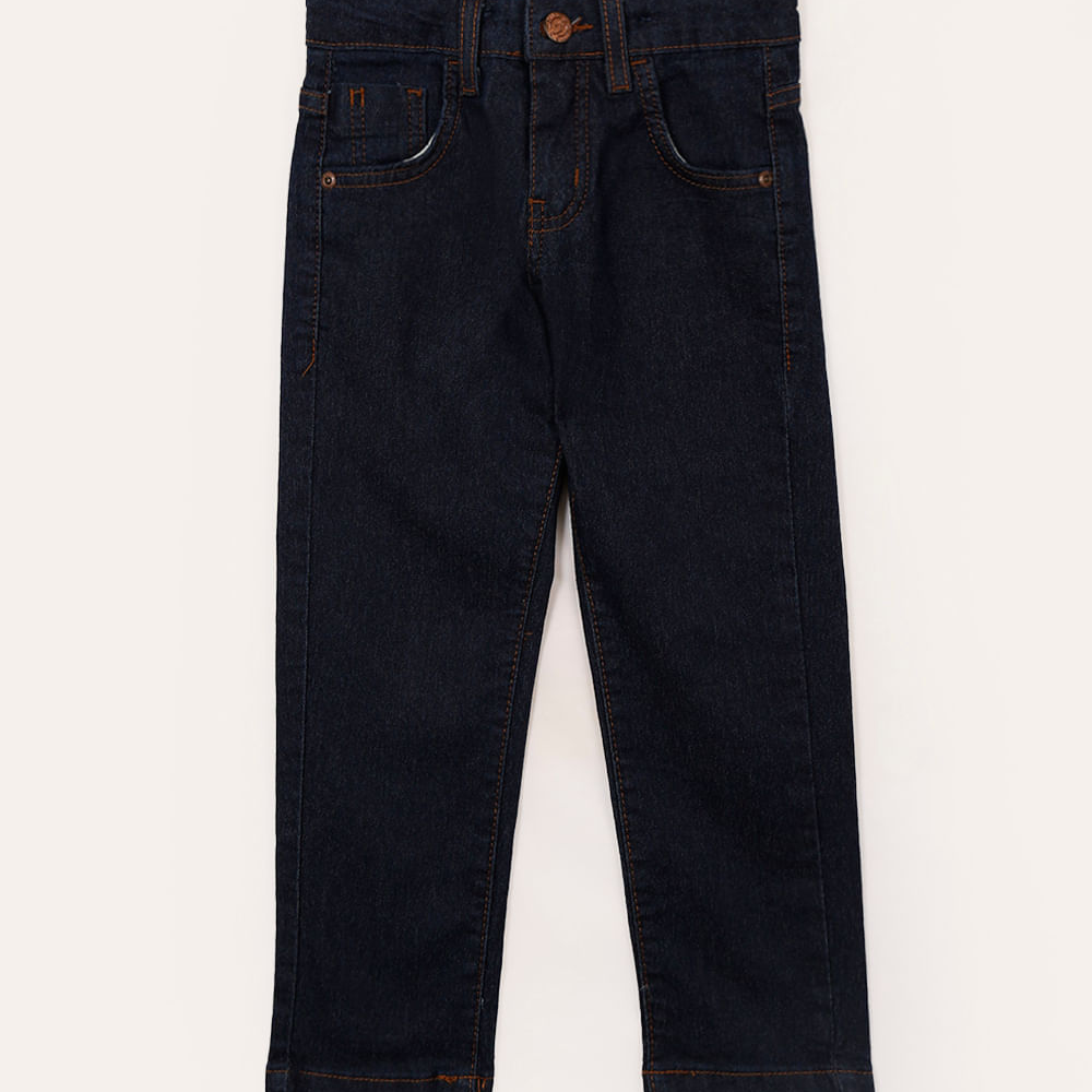 Calça jeans skinny com bolsos infantil azul