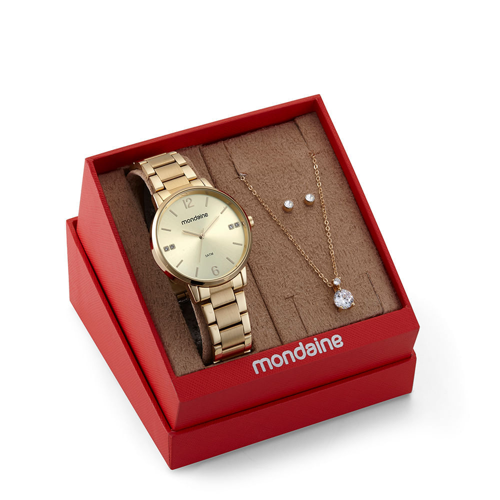 Kit relógio mondaine 32600lpmkde1k1 analógico dourado Kit relógio mondaine 32600lpmkde1k1 analógico dourado