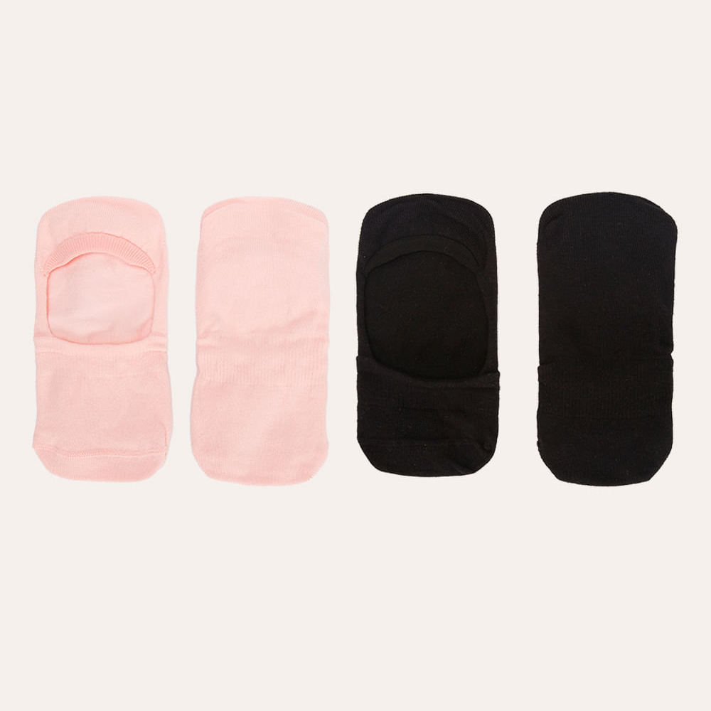 Kit de 2 pares de meias invisíveis lisas colorida Kit de 2 pares de meias invisíveis lisas colorida