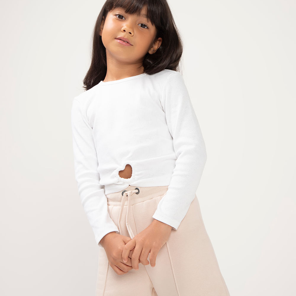 Blusa de algodão infantil com brilho off white