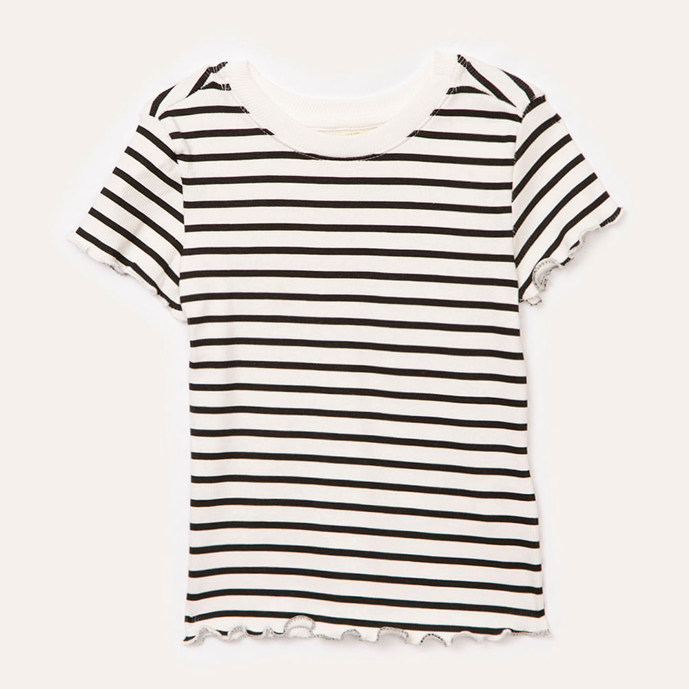 Blusa de algodão infantil listrada off white
