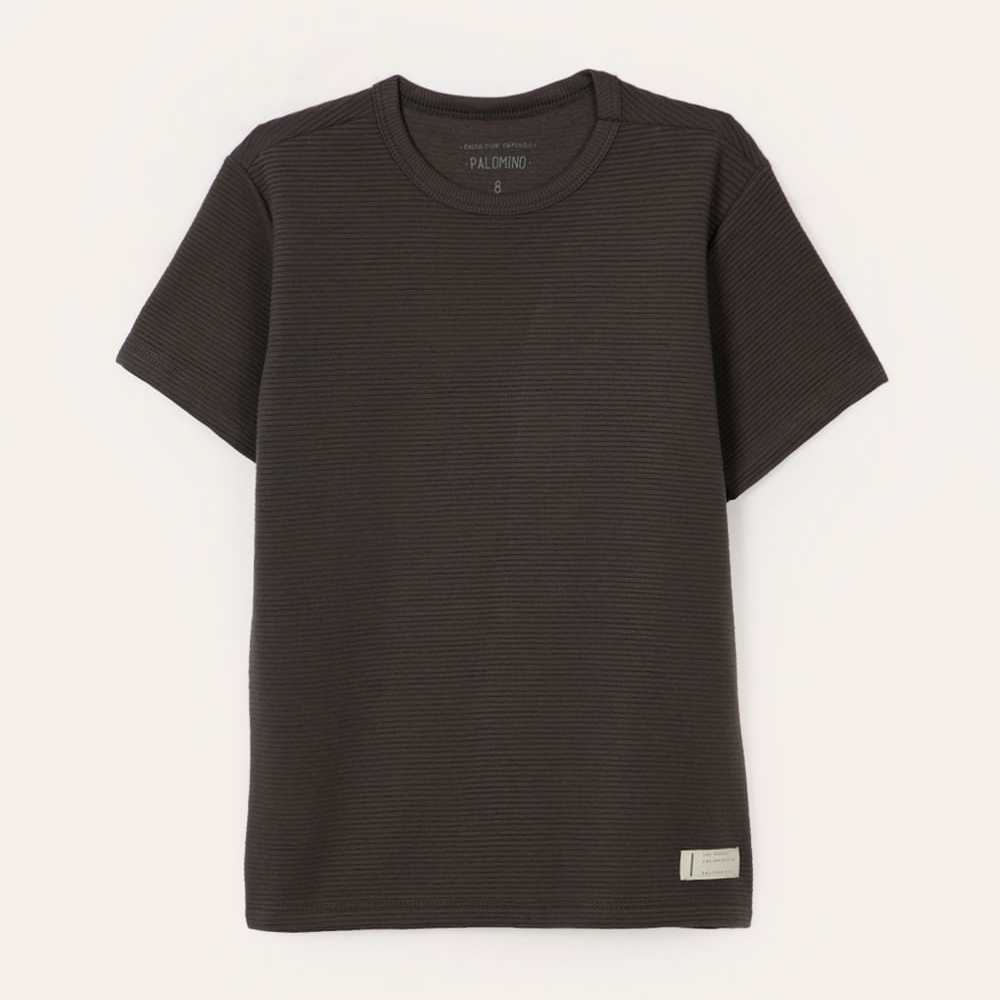 Camiseta de algodão infantil texturizada cinza