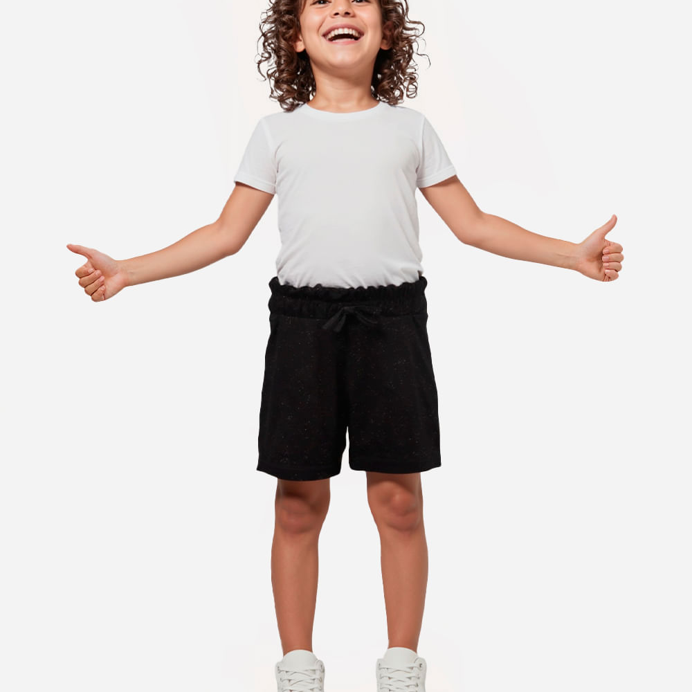 Short infantil clochard glitter preto