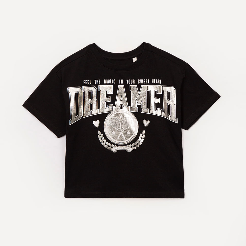 Blusa de algodão infantil dreamer preta Blusa de algodão infantil dreamer preta