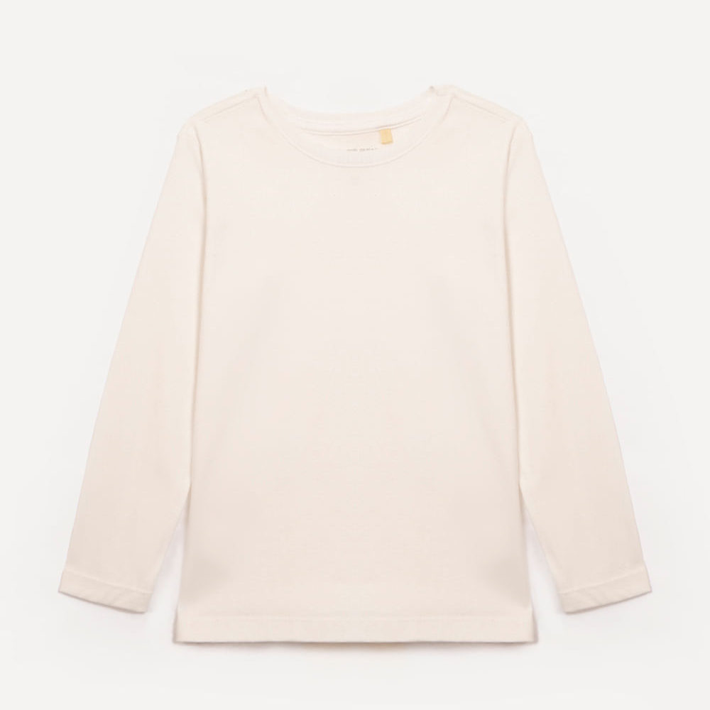 Camiseta infantil de algodão manga longa off white