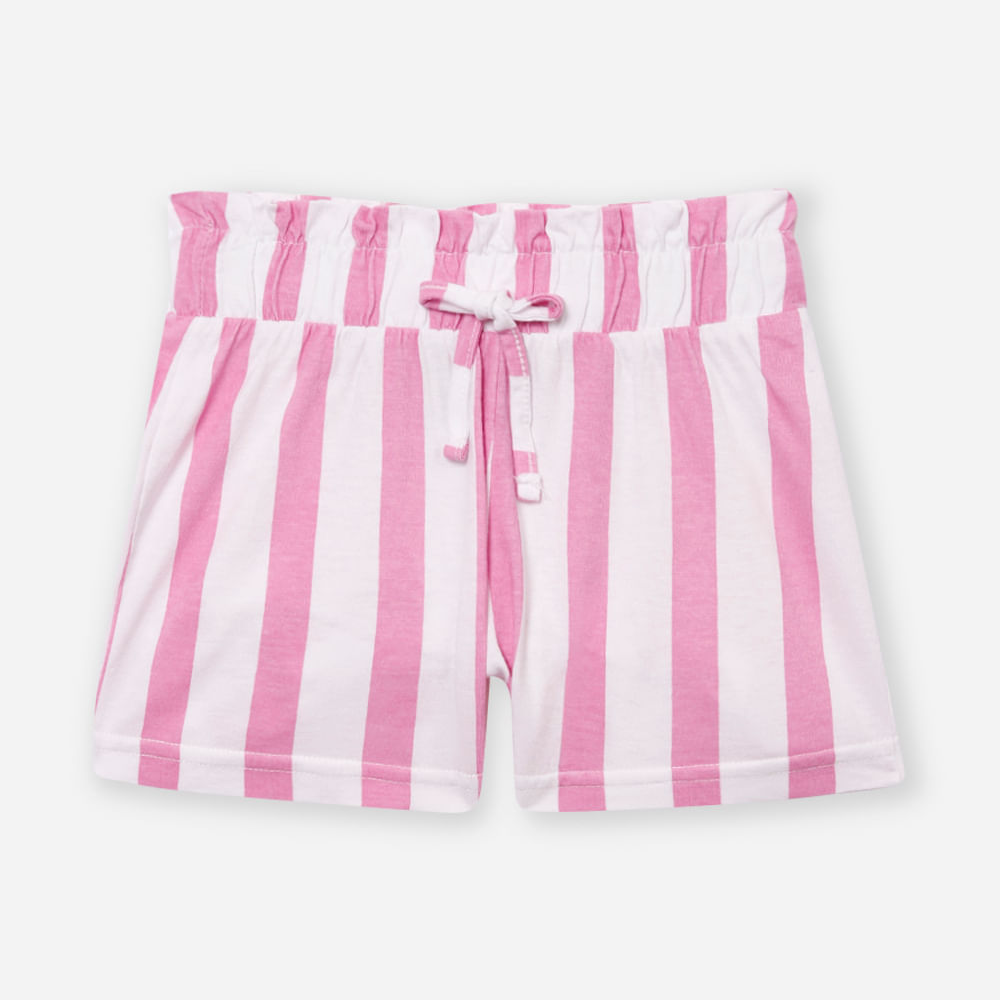 Short de algodão infantil clochard listrado rosa