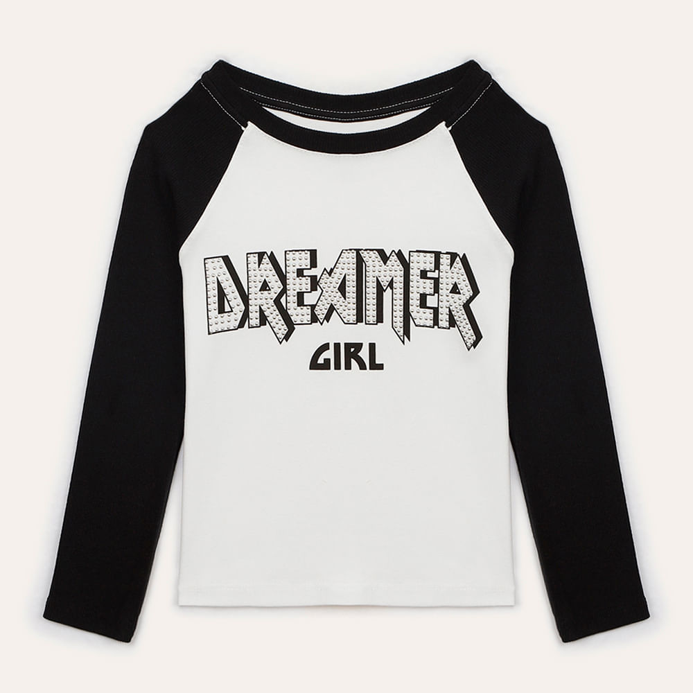 Blusa de algodão infantil dreamer com brilho preto