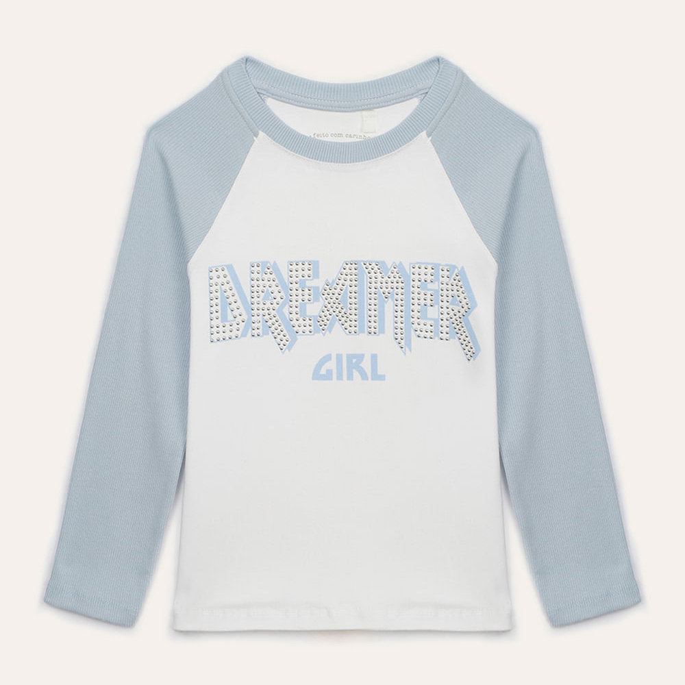 Blusa de algodão infantil dreamer com brilho azul