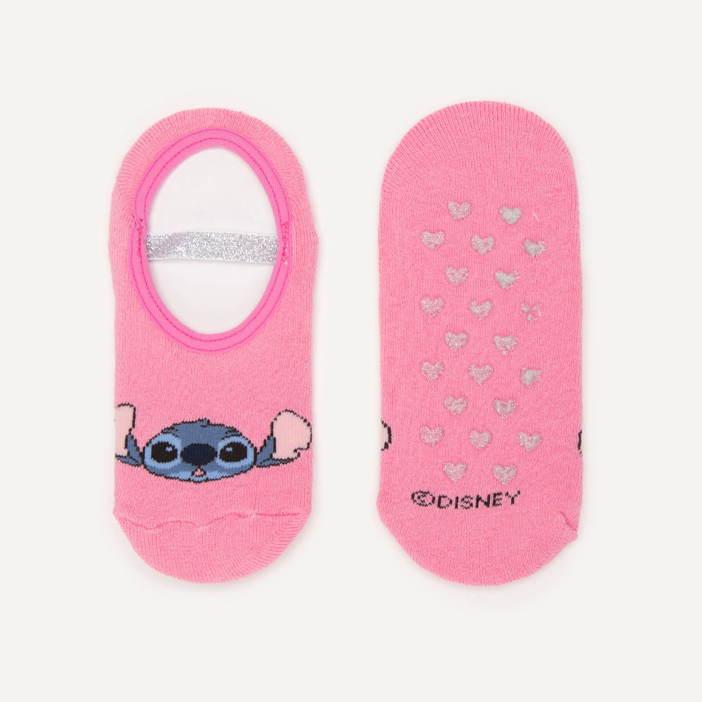Meia sapatilha infantil stitch com brilho rosa Meia sapatilha infantil stitch com brilho rosa