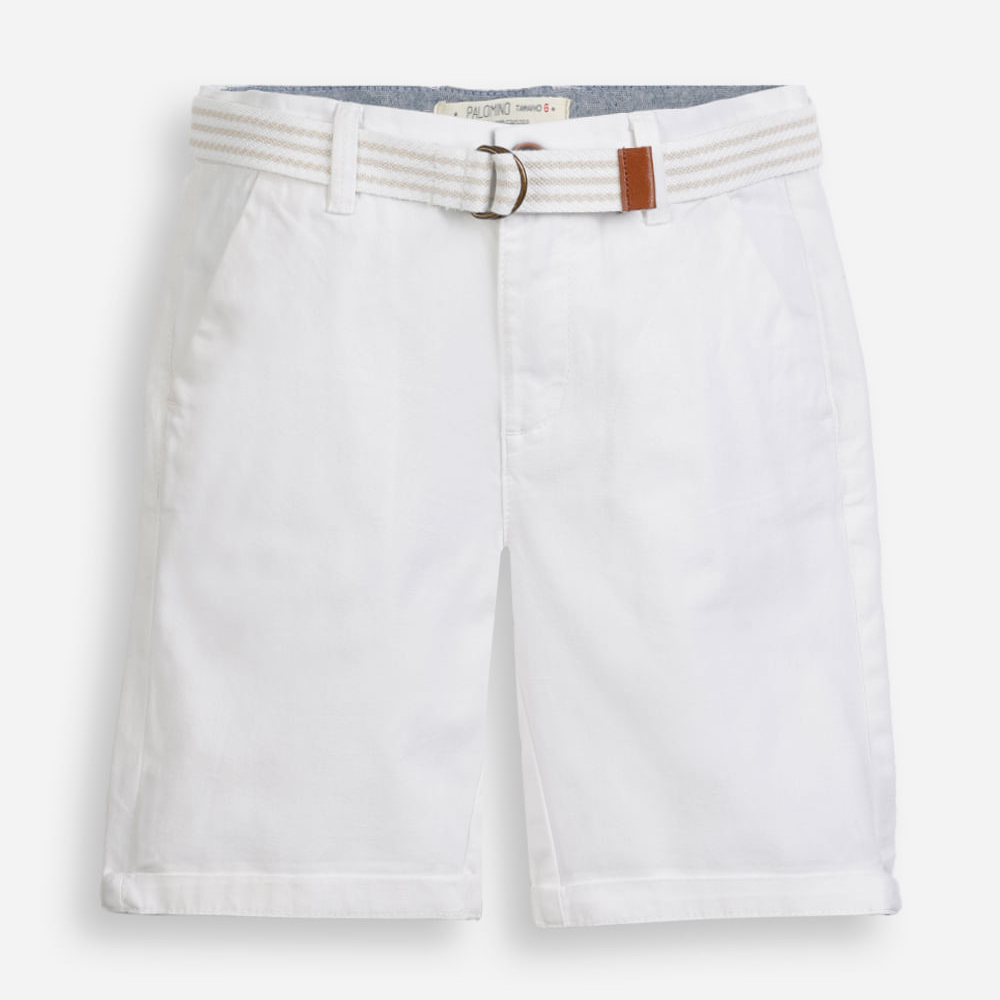 Bermuda de sarja infantil com cinto off white Bermuda de sarja infantil com cinto off white