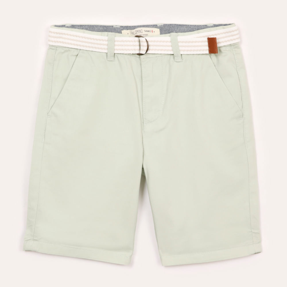 Bermuda de sarja infantil com cinto verde Bermuda de sarja infantil com cinto verde