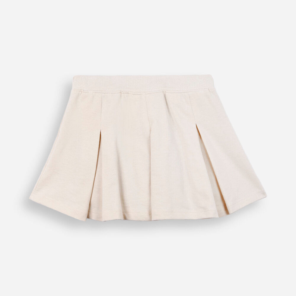 Short saia de moletinho infantil plissado off white Short saia de moletinho infantil plissado off white