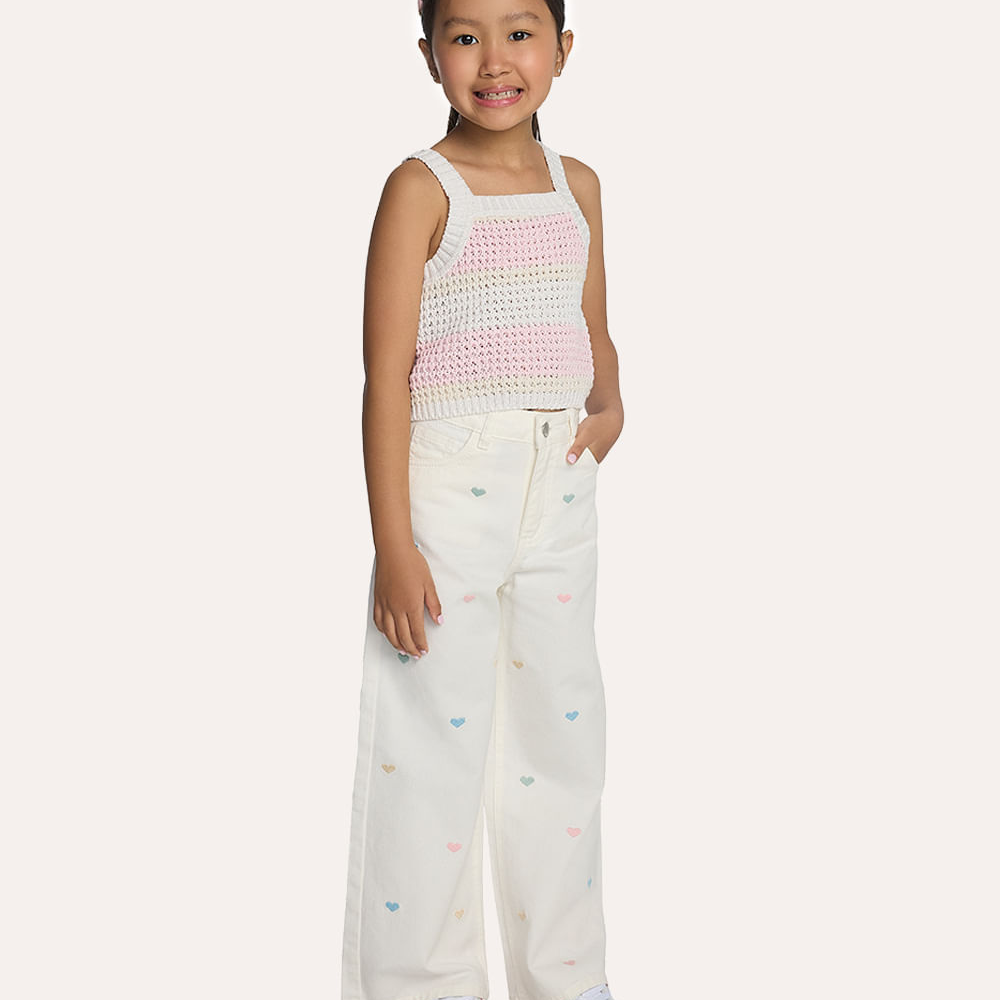 Cropped de tricot infantil listrado rosa Cropped de tricot infantil listrado rosa