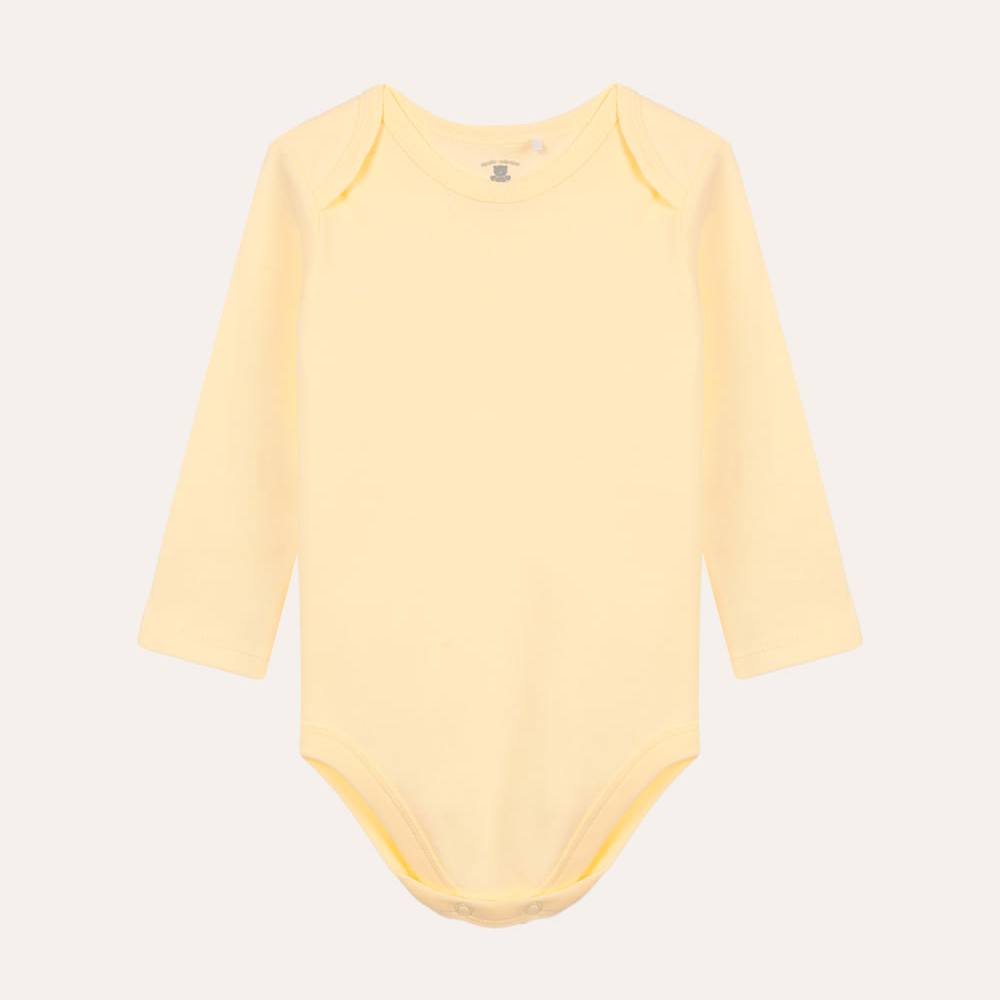 Body de algodão infantil manga longa amarelo