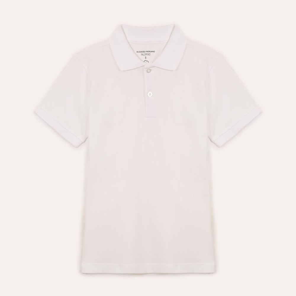 Polo de algodão infantil manga curta off white Polo de algodão infantil manga curta off white