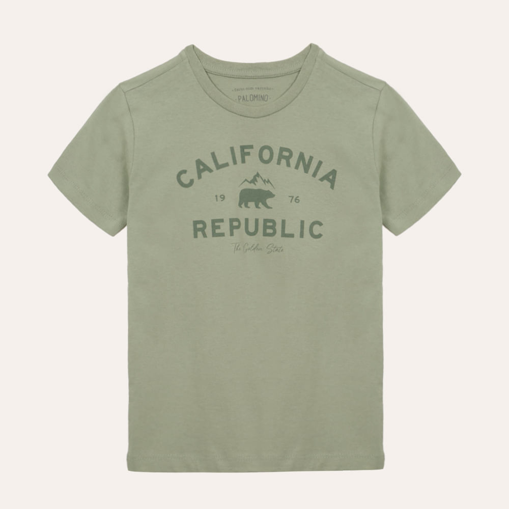 Camiseta de algodão infantil califórnia verde Camiseta de algodão infantil califórnia verde