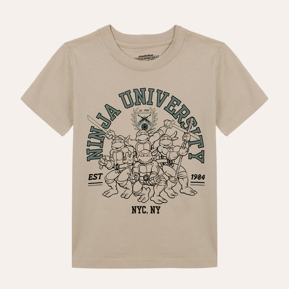 Camiseta infantil de algodão tartarugas ninja bege Camiseta infantil de algodão tartarugas ninja bege