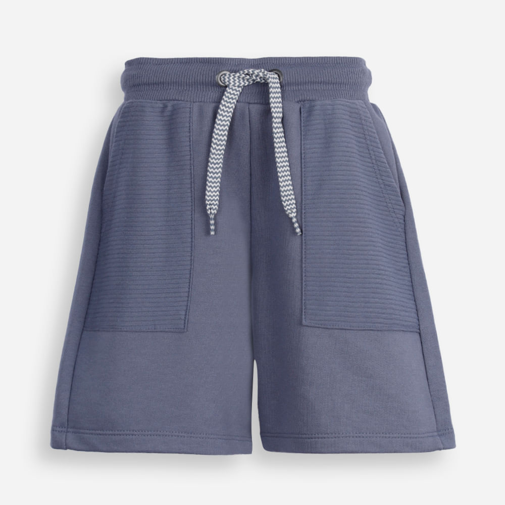 Bermuda de moletom infantil com recortes azul