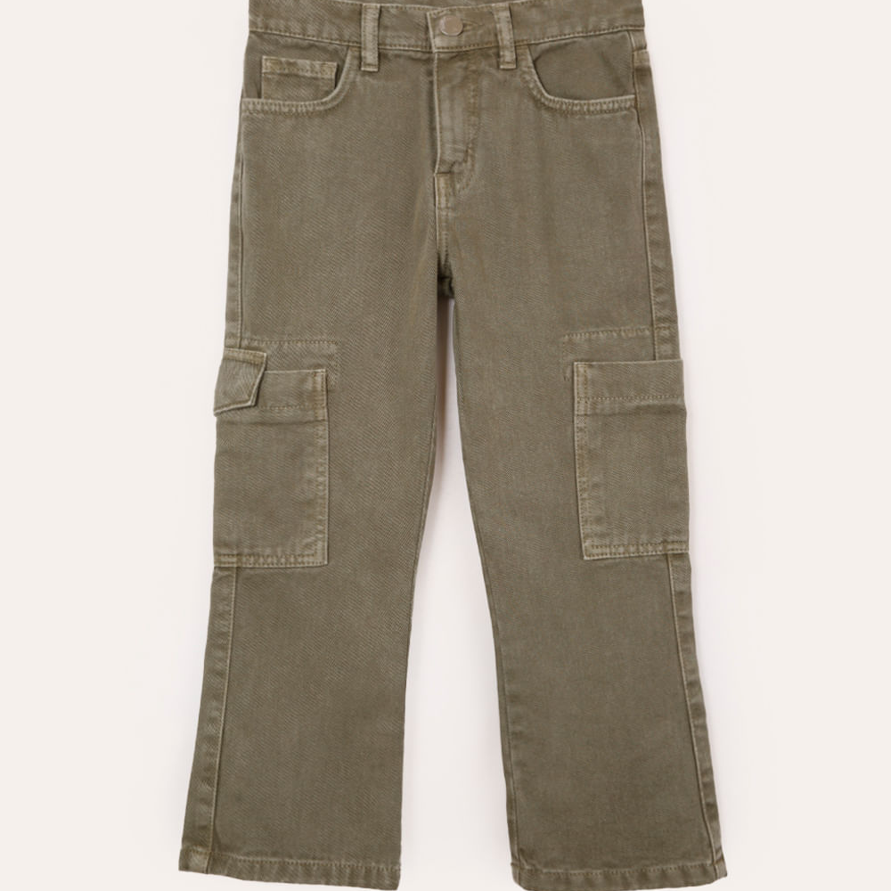 Calça cargo de sarja infantil verde Calça cargo de sarja infantil verde