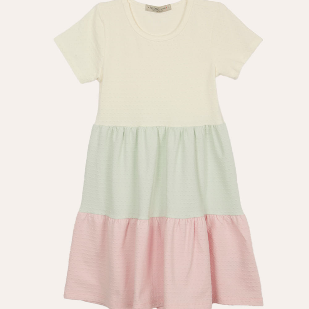 Vestido infantil de algodão texturizado colorido Vestido infantil de algodão texturizado colorido
