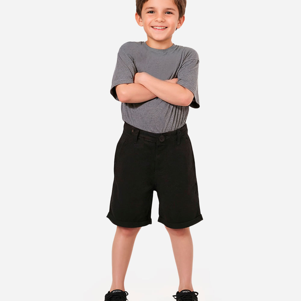 Bermuda de sarja infantil com bolsos preta Bermuda de sarja infantil com bolsos preta