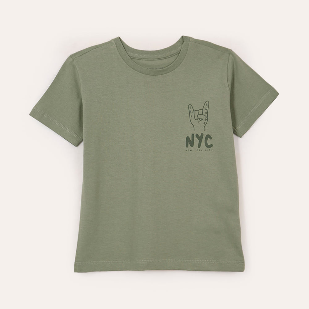 Camiseta de algodão infantil nyc verde Camiseta de algodão infantil nyc verde