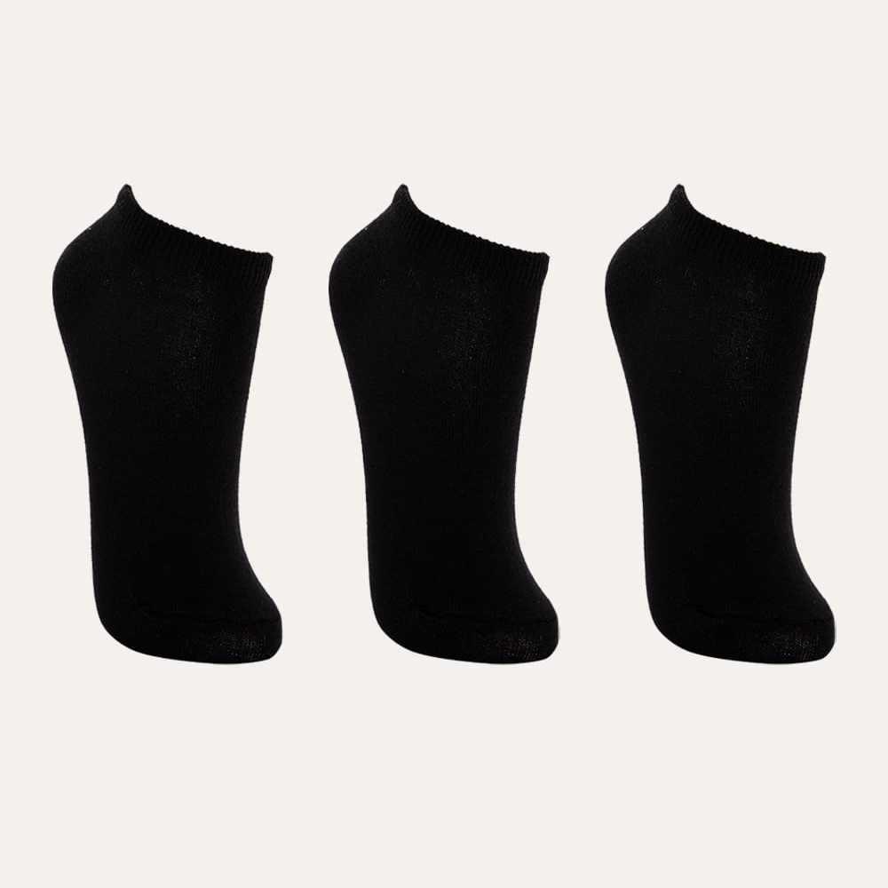 Kit de 3 meias cano baixo preto Kit de 3 meias cano baixo preto
