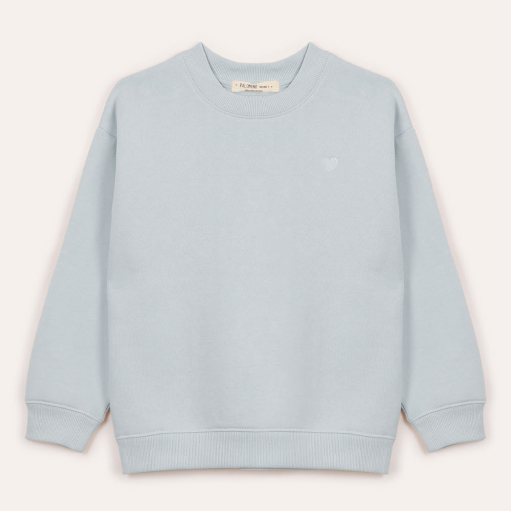 Blusão oversized de moletom infantil coração azul Blusão oversized de moletom infantil coração azul
