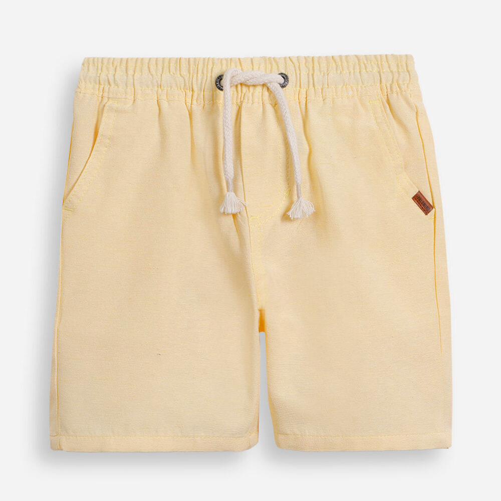 Bermuda infantil com bolsos texturizada amarela