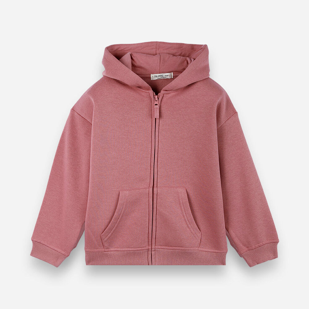 Blusão de moletom infantil com capuz rosa Blusão de moletom infantil com capuz rosa