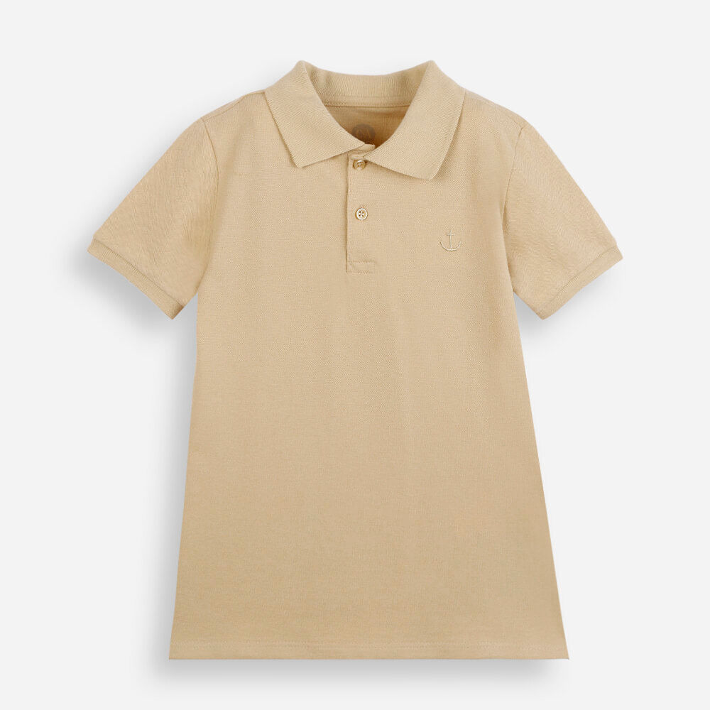 Polo de algodão infantil âncora amarela Polo de algodão infantil âncora amarela