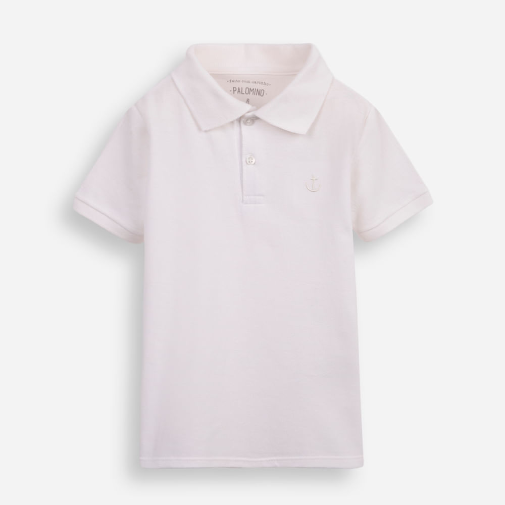 Polo de algodão infantil âncora off white Polo de algodão infantil âncora off white