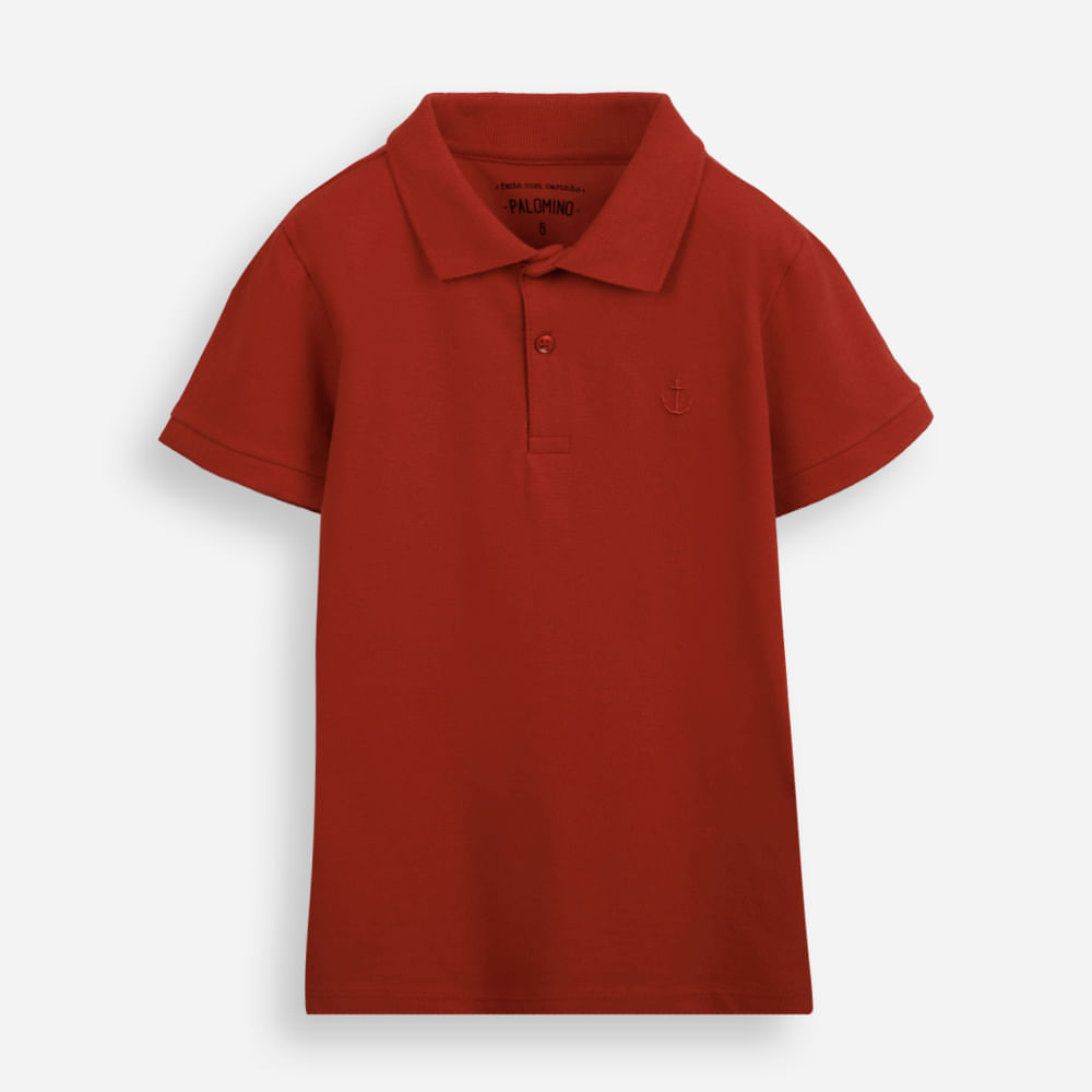 Polo de algodão infantil âncora vermelha Polo de algodão infantil âncora vermelha