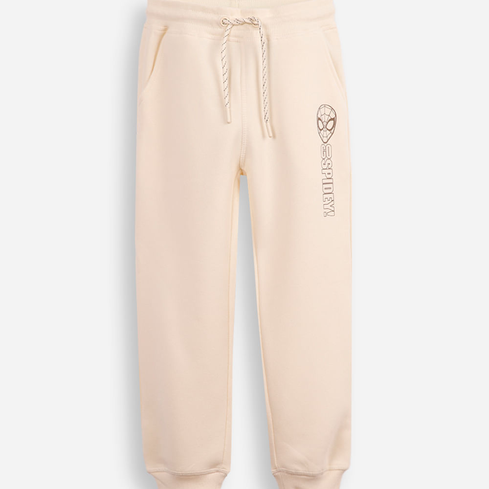 Calça jogger infantil de moletom homem aranha bege Calça jogger infantil de moletom homem aranha bege