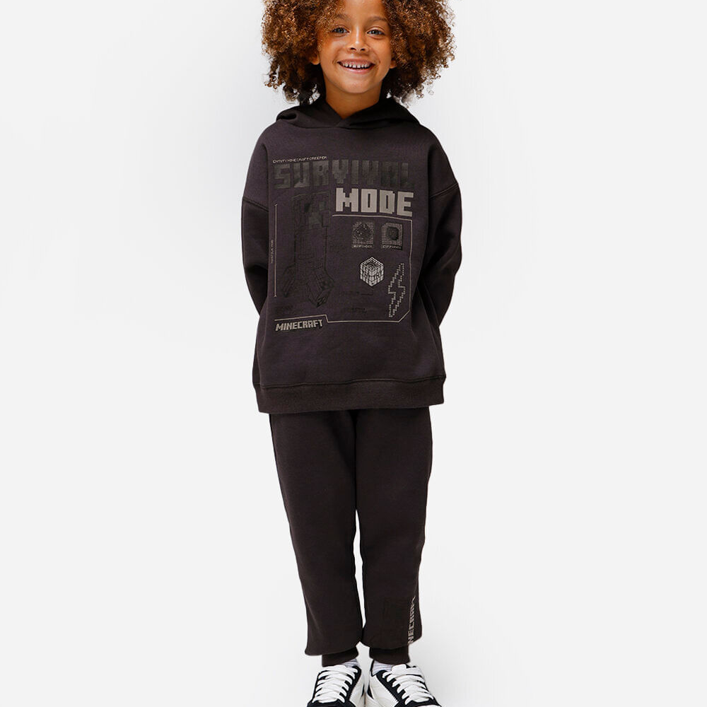 Calça jogger infantil de moletom minecraft cinza Calça jogger infantil de moletom minecraft cinza