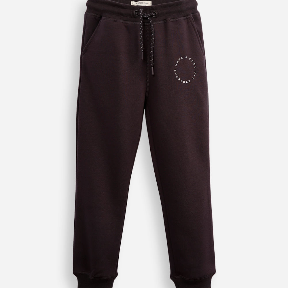 Calça jogger infantil de moletom have a cool day everyday cinza Calça jogger infantil de moletom have a cool day everyday cinza