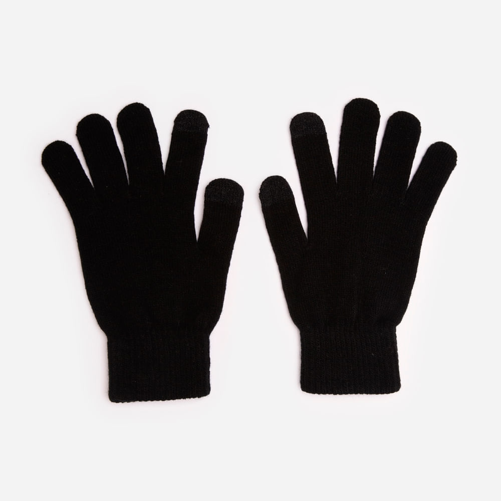 Luva masculina de tricot touch screen preto
