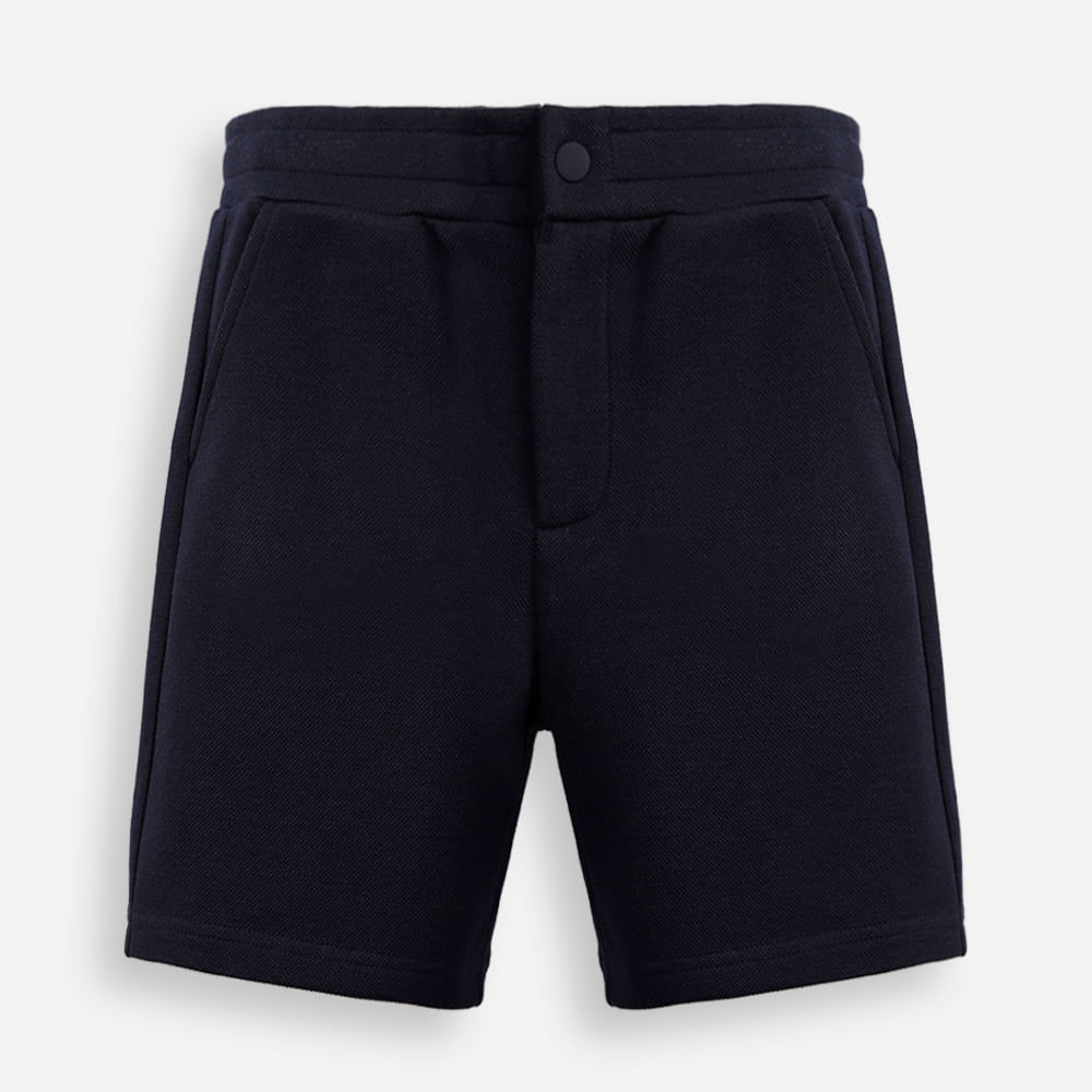Bermuda reta infantil de algodão piquet azul Bermuda reta infantil de algodão piquet azul