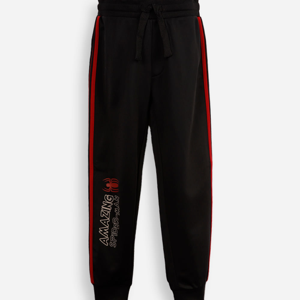 Calça jogger infantil com listra homem aranha preta Calça jogger infantil com listra homem aranha preta