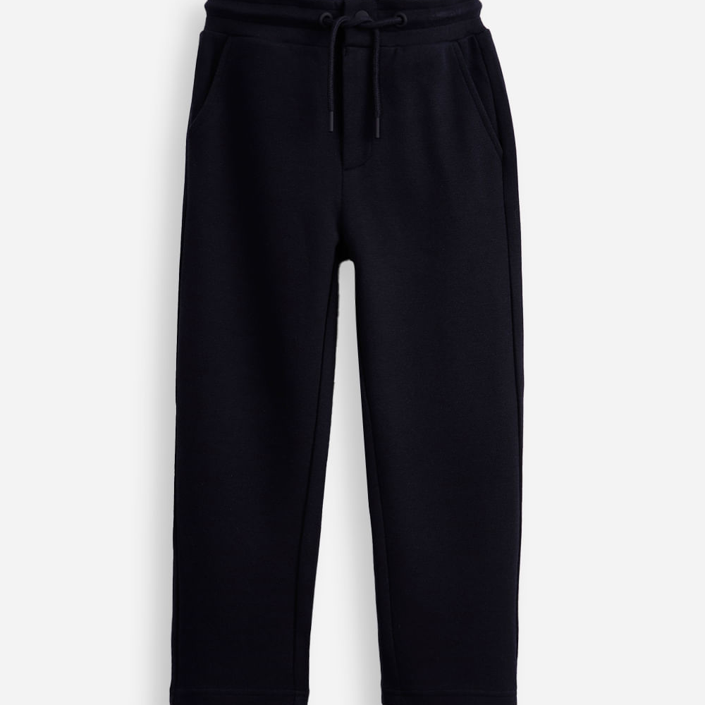 Calça reta infantil de algodão piquet azul Calça reta infantil de algodão piquet azul
