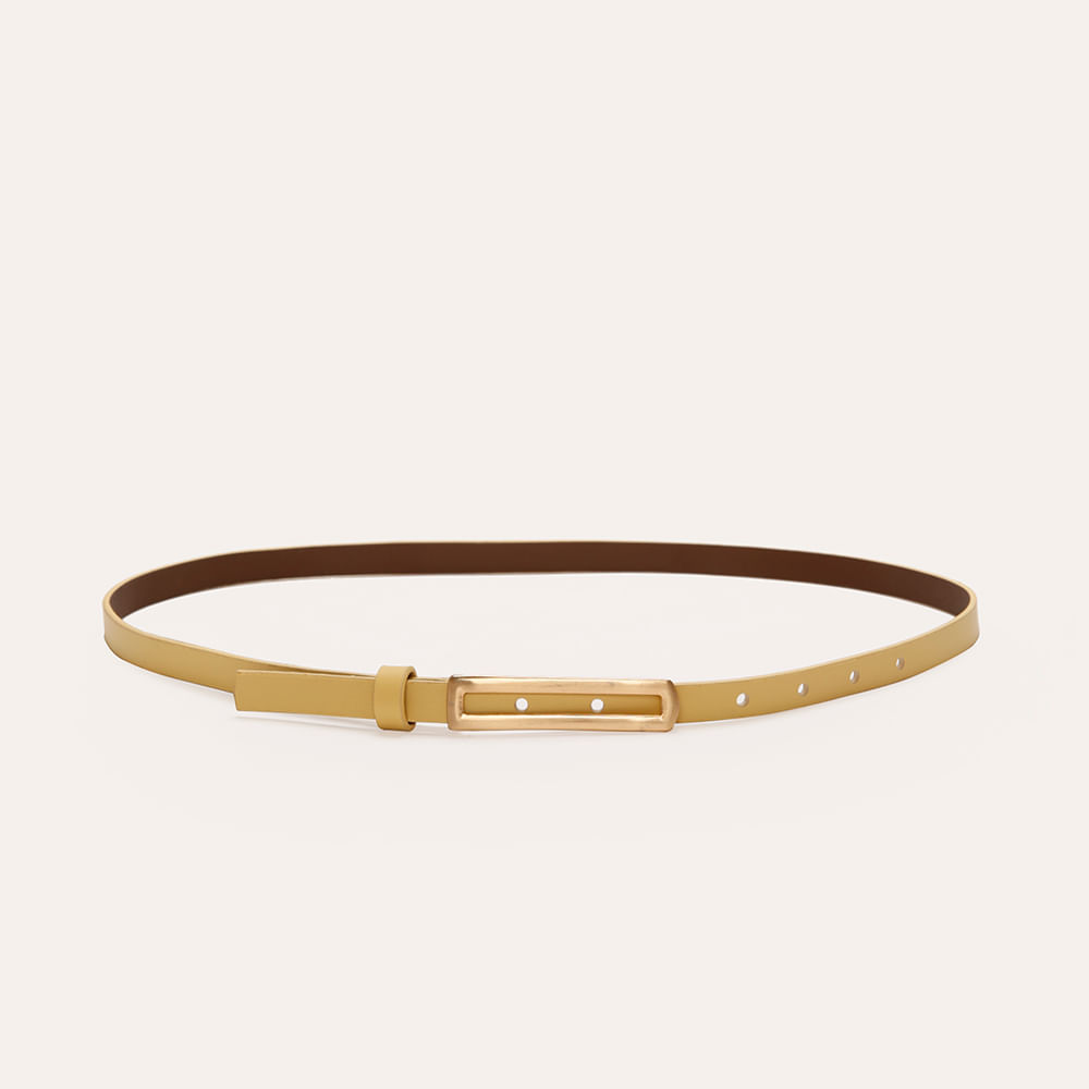 Cinto skinny com fivela retangular amarelo Cinto skinny com fivela retangular amarelo