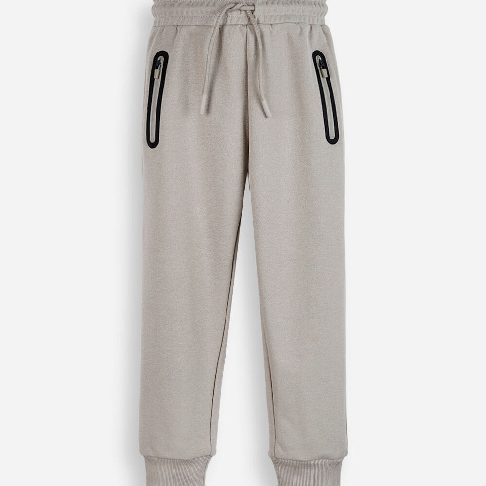 Calça jogger infantil de moletom com bolsos bege Calça jogger infantil de moletom com bolsos bege