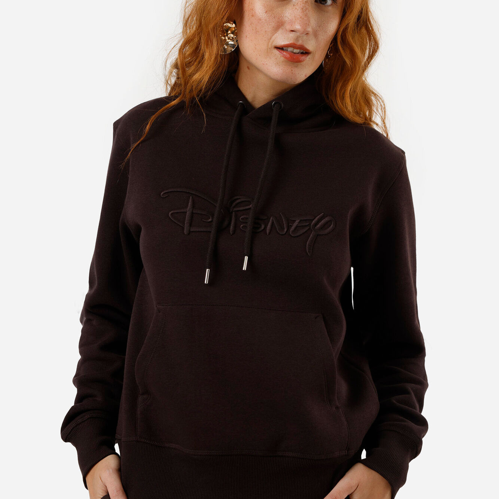 Blusão feminino de moletom felpado com capuz disney marrom Blusão feminino de moletom felpado com capuz disney marrom