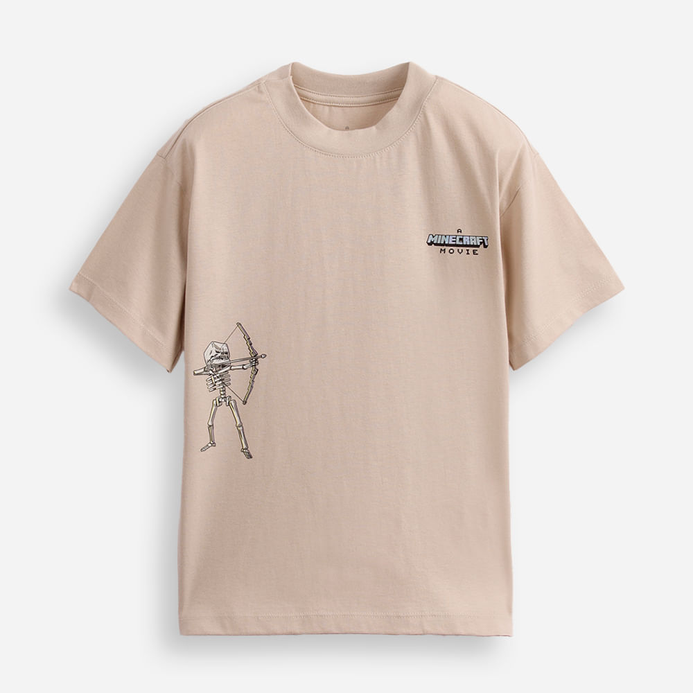 Camiseta oversized infantil de algodão minecraft bege Camiseta oversized infantil de algodão minecraft bege