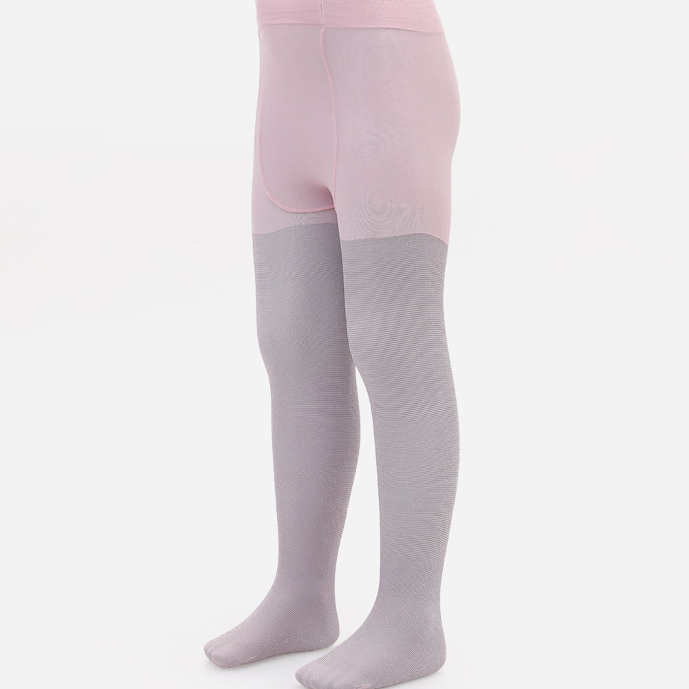 Meia calça infantil com lurex rosa