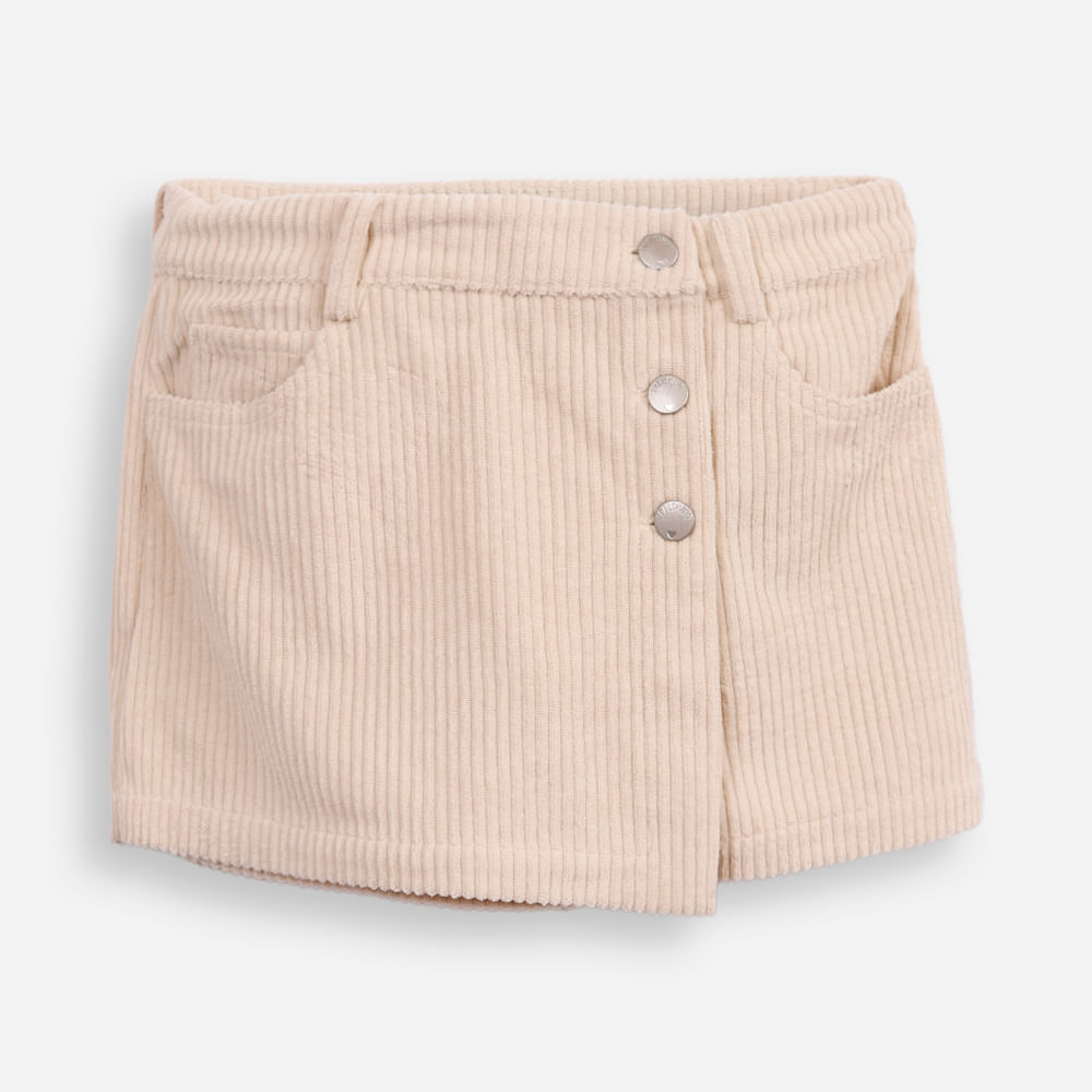 Short saia infantil texturizada bege Short saia infantil texturizada bege